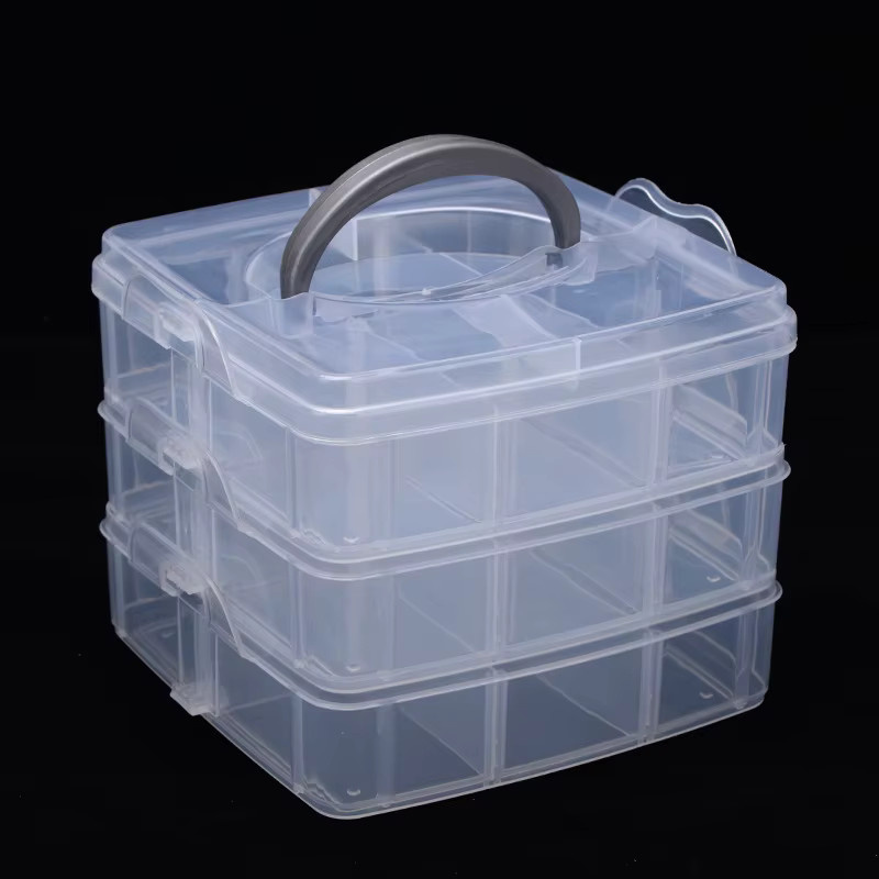 YOWEI Aufbewahrungsbox mit 18 Fächern aus Kunststoff, transparenter Organizer für Schmuck und Werkzeug, B/T/H: 14,5 x 14,5 x 1,0 cm - Bild 2