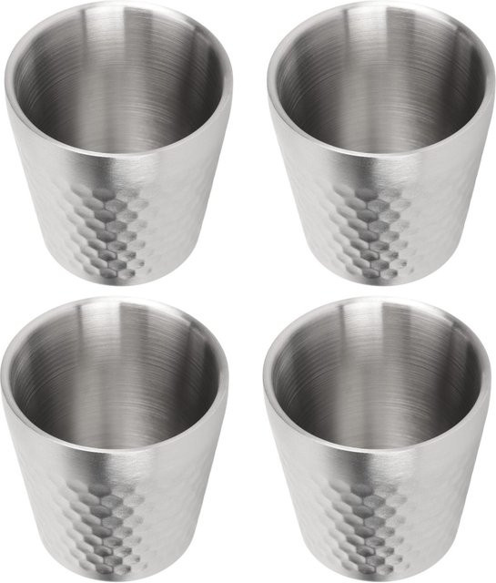 Igeteck 4er Set Isolierte Edelstahlbecher aus 304 Edelstahl in Grau/Silber für Heiß- und Kaltgetränke - Bild 1