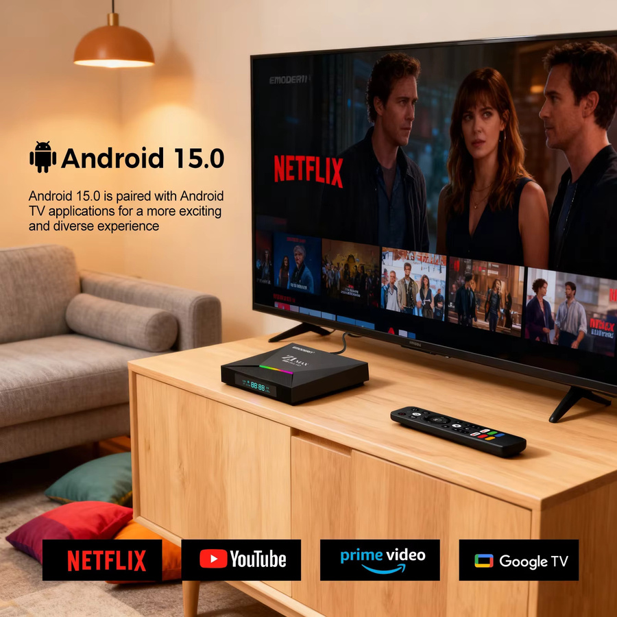 CLIBABIQBOX Z1 Max TV-Box Android 15 Media Streamer mit Allwinner H618 Quad-Core, 4G, 5G Dual-WLAN, Bluetooth 5.0, HD 8K 4K Unterstützung, Schwarz - Bild 3