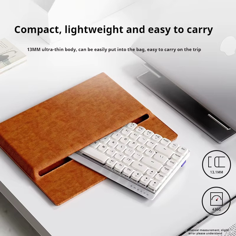 EWEADN Tri-Mode Gaming-Tastatur mit 84 Tasten, Low Profile mechanische Tastatur mit weißer Hintergrundbeleuchtung für PC und Laptop - Bild 4