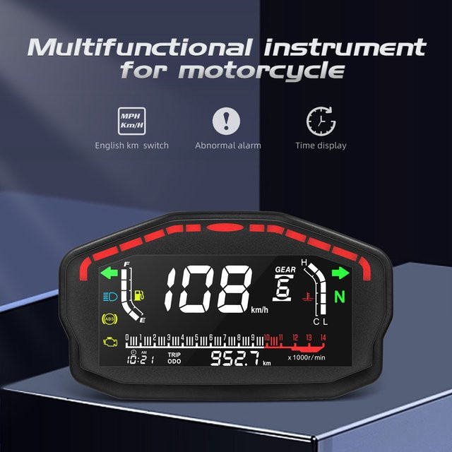 Universal Moto Dashboard Digitaler Motorrad Tacho mit Hintergrundbeleuchtung für BMW Honda Ducati Kawasaki Yamaha in Schwarz - Bild 1