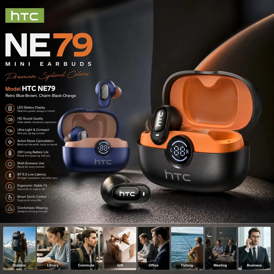HTC NE79 Bluetooth In-Ear-Kopfhörer mit KI-Übersetzer und Geräuschunterdrückung in Orange - Bild 2