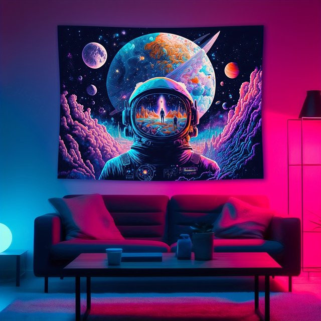 VIKAMA Cosmic Wandteppich Cyberpunk Sternennacht Wanddekoration in Multicolour, Breite: 60 cm, Höhe: 40 cm - Bild 1