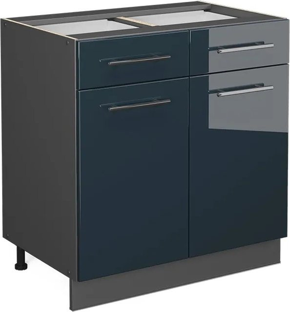 Vicco Küchenschrank Fame-Line Schubunterschrank Hochglanz Anthrazit und Dunkelblau Breite: 80 cm - Bild 2