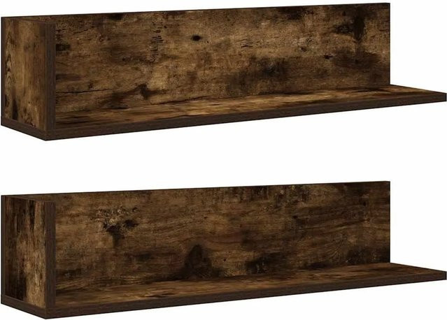 vidaXL Wandregale 2er-Set aus Holzwerkstoff in Räuchereiche, B/T/H: 75 x 16,5 x 16,5 cm - Bild 1