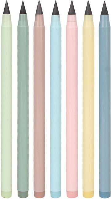 7er Set GoolRC Ewigkeitsbleistifte in leuchtenden Farben mit Radiergummi und Stiftkappe, beige und mehrfarbig - Bild 1
