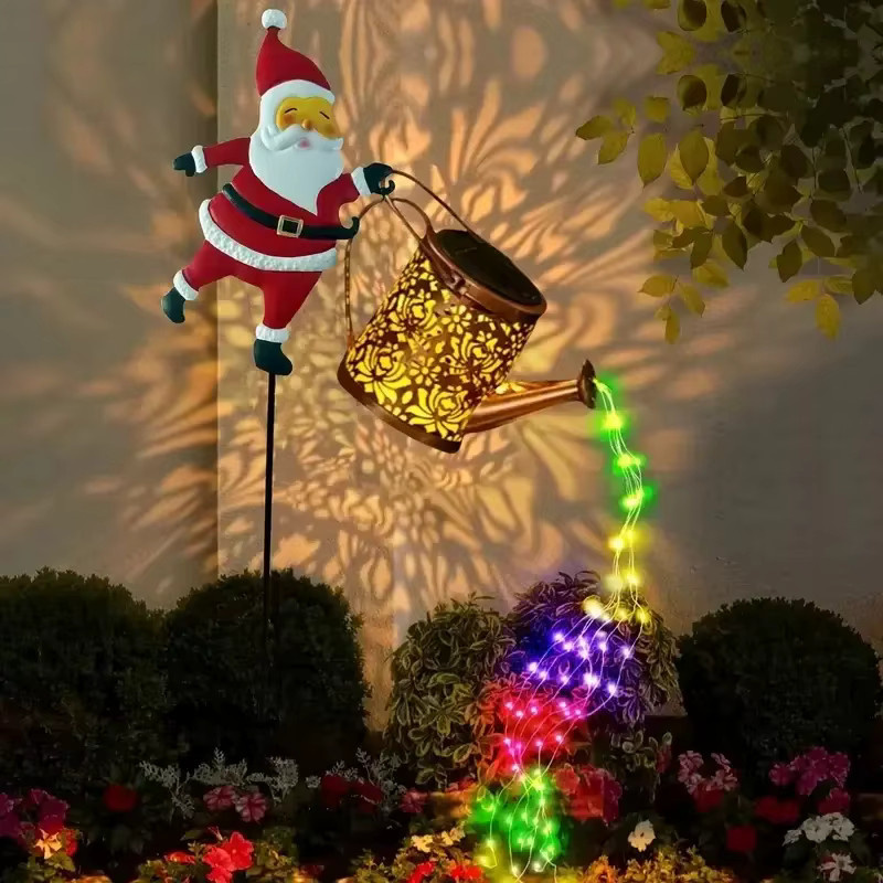 Solarbetriebene Weihnachtsdekoration Santa Wasserkocher mit bunten Lichtern für Garten und Hof in Weiß und Multicolour - Bild 2