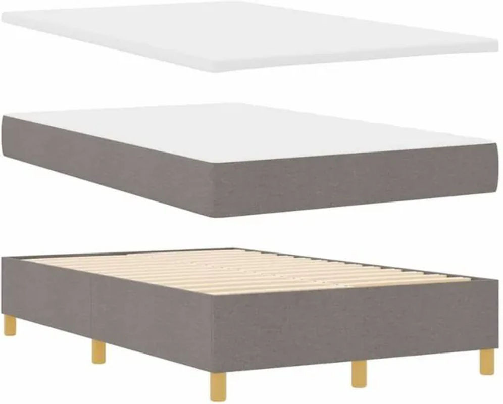 Modernes Boxspringbett mit Matratze von vidaXL in Taupe meliert, Stoff und Holzwerkstoff, B/T: 120 x 200 cm - Bild 1
