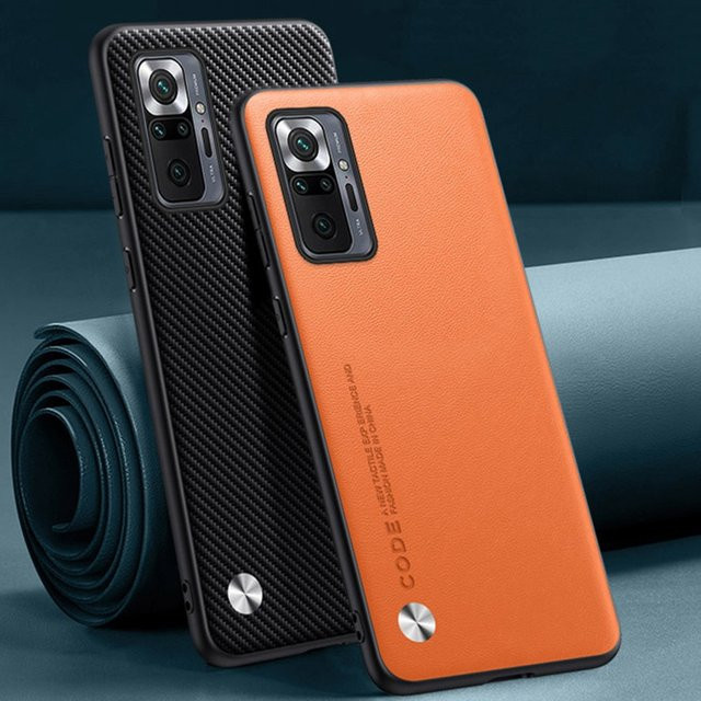 Luxus PU Leder Handyhülle für Xiaomi Redmi Note 10 Pro, Note 10S, Note 10 4G und Note 10T 5G in Rot und Orange - Bild 1
