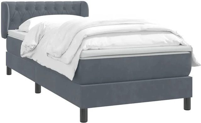 vidaXL Boxspringbett mit Matratze aus Samt in Dunkelgrau, B/T/H: 80 x 210 x 88 cm - Bild 1