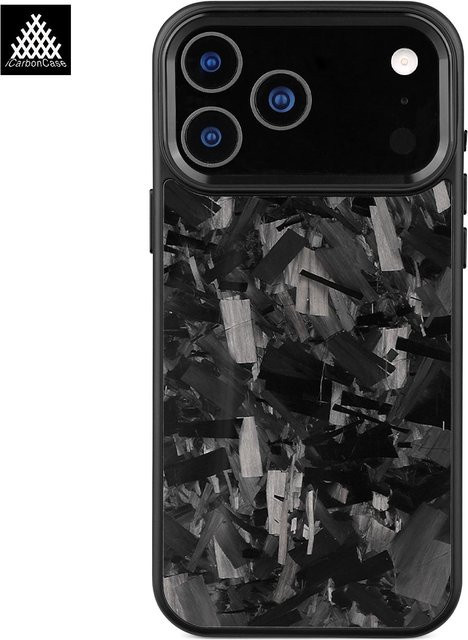 Icarboncase Sturzfestes Carbonfaser Handy Cover für iPhone 17 17Air 17Pro 17 Pro Max mit MagSafe und Metallkameraobjektiv in Schwarz - Bild 1