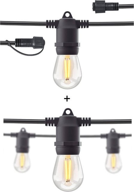 Hombli Smart Outdoor Light String Set mit 5m Lichterkette und 5m Erweiterung, Schwarz - Bild 1