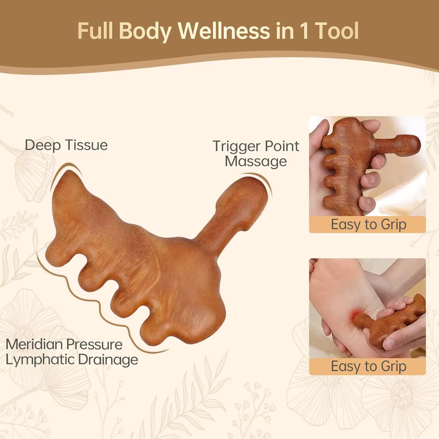 Holz-Akupunktur-Massagegerät für Fußreflexzonen, Nacken und Ganzkörper - Bild 3