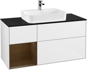 V&B Waschtischunterschrank Finion mit Wandbeleuchtung, Weiß lackiert, Breite: 120 cm, Höhe: 50,1 cm - Bild 1