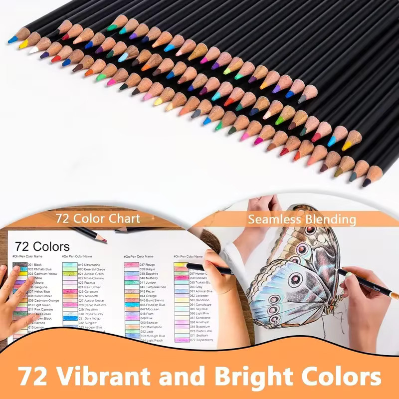 Professionelles Buntstift-Set für Erwachsene mit 72 Farben und weichem Kern zum Zeichnen, Skizzieren und Schattieren in Multicolour - Bild 3