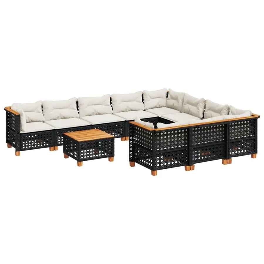 vidaXL 11-teilige Garten-Sofagarnitur aus Poly-Rattan und Akazienholz in Schwarz - Bild 2