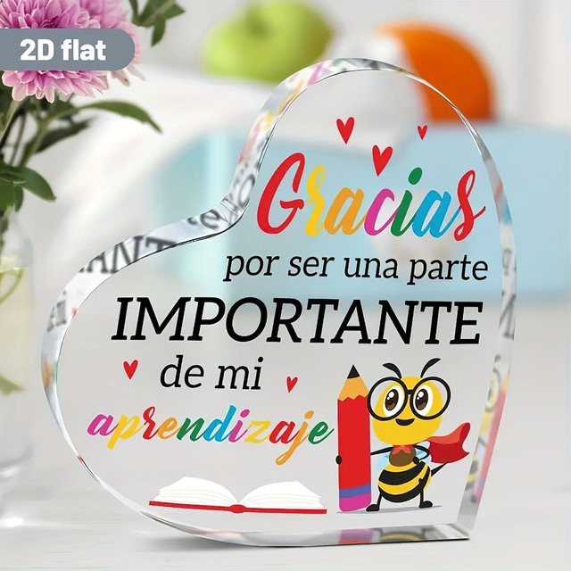 CIFBUY Acryl-Herzpuzzle in Weiß mit Buch- und Bleistift-Design als Dankeschön-Geschenk für Lehrer - Bild 1