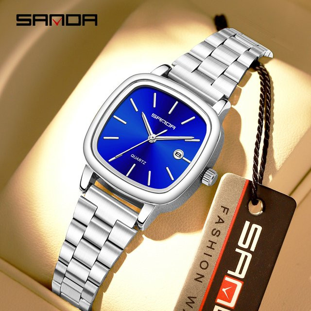 Sanda Armbanduhr, Quarz, Edelstahl, Gold, Bicolor, Eckig, Unisex - Bild 1