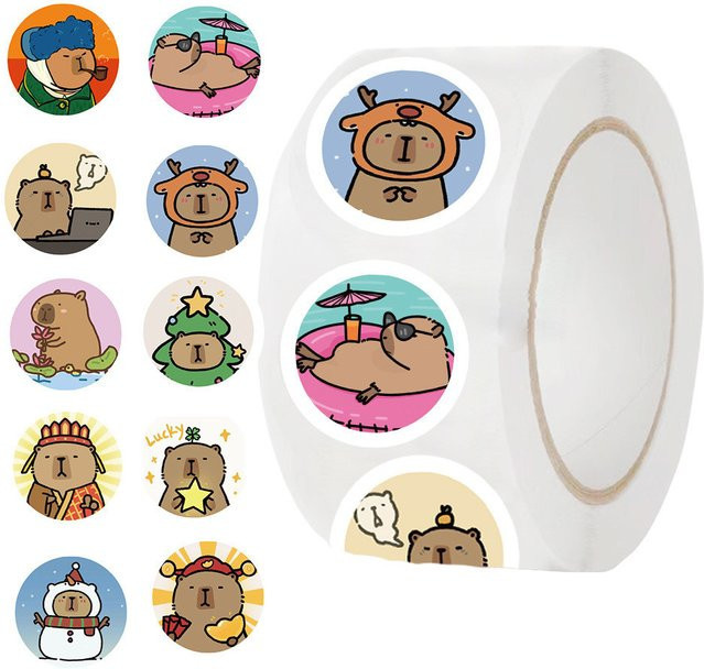 500 Stück Cartoon Capybara Aufkleber Multicolor für Helm, Fahrrad und Federmäppchen von BulingBulingStickers Store - Bild 1