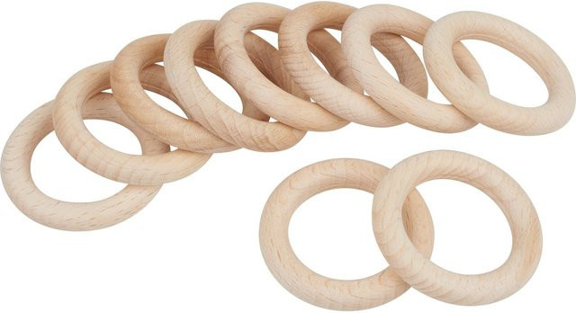 VBS Holzringe aus Buchenholz in Natur/Beige, 10 Stück, Durchmesser: 47 mm - Bild 1