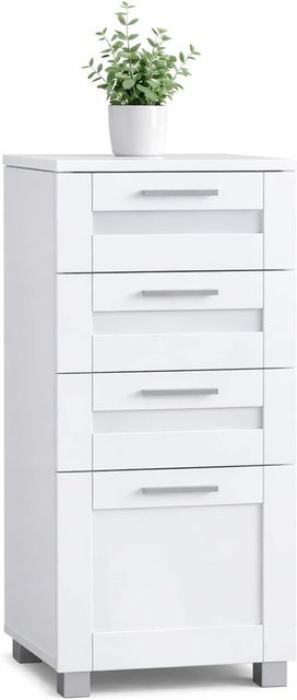 VCM Midischrank Nilari L Badschrank mit 4 Schubladen, Farbe: Weiß, H x B x T: 76 x 38 x 28 cm - Bild 1