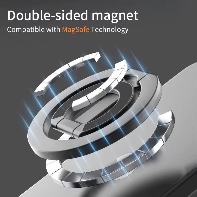 QUERPXAF Magnetischer Telefonständer in Blau, Doppelseitiger faltbarer Handy-Fingerringhalter und Desktop-Ständer für iPhone, Huawei und Xiaomi - Bild 2