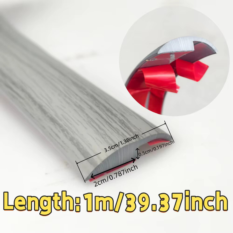 Selbstklebende PVC-Bodenkantenverkleidung als Schwellenübergang in Grau mit Holzmaserung, B/T/H: 1 x 1 x 3,5 cm - Bild 2