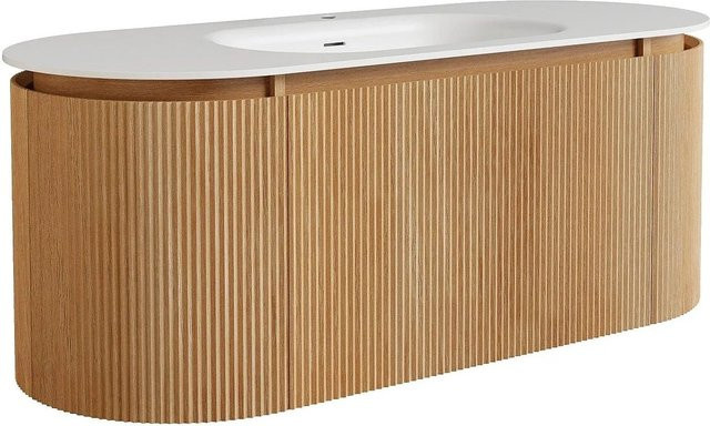 Vente-unique Einzelwaschtisch Liliko in Naturfarben Hell, Wandmontage, Breite: 120 cm, Höhe: 46 cm, Tiefe: 50 cm - Bild 1