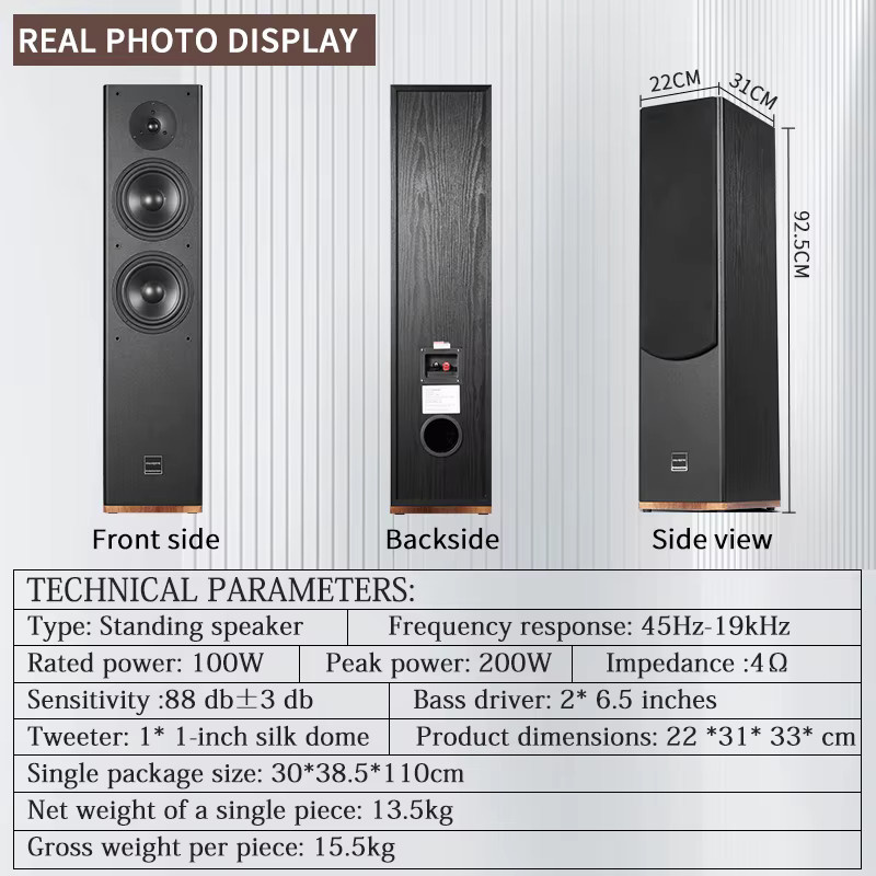 Tower 2.0 Frontlautsprecher in Schwarz, passiver HiFi-Standlautsprecher mit drei Frequenzbändern und Holzgehäuse für deine Heimstereoanlage - Bild 5
