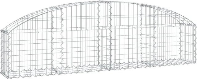 vidaXL Gabione mit Hochbogen aus verzinktem Eisen in Silber, B/T/H: 200 x 30 x 40/60 cm - Bild 1