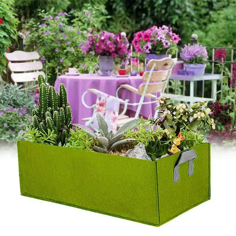 Atmungsaktiver rechteckiger Pflanzbehälter als Wachstumsbeutel für Gemüse und Blumen, Farbe: Schwarz oder Grün, B/T/H: 50 x 30 x 50 cm - Bild 4