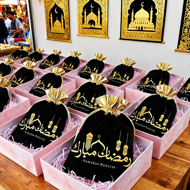 5 Stück Eid Mubarak Geschenktüten für Kinder zum Ramadan und Eid al-Fitr in Schwarz - Bild 1