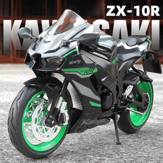 MAKEDA Kawasaki ZX-10R H2R Motorrad Modell, 1:12, Metall, mit Licht und Sound - Bild 1