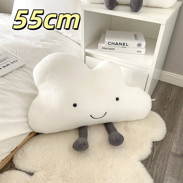 Yiran Health & Beauty Kawaii Wolken Plüschkissen in Weiß, weiches Stofftier-Kissen aus Polyester und Baumwolle für Sofa und Bett - Bild 1