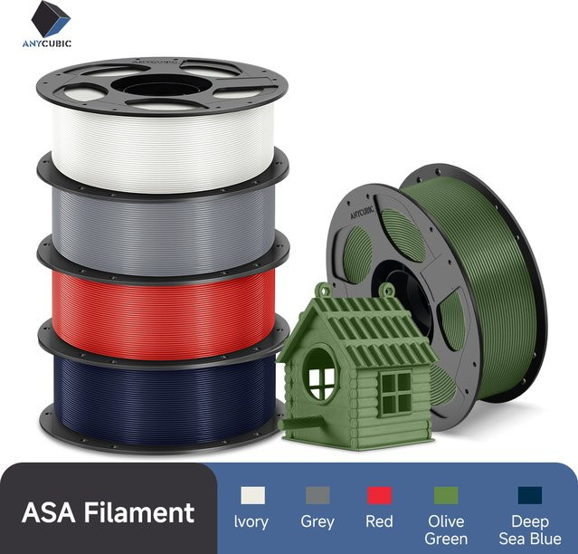 Anycubic ASA Filament 1,75 mm für FDM-3D-Drucker, Grau, wetterbeständig und geruchsarm - Bild 1
