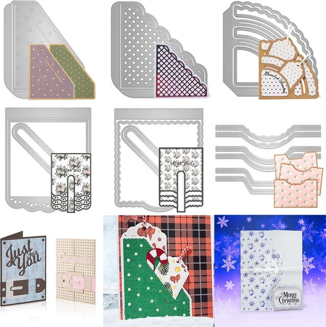 Lattice Journal Pocket Metall-Stanzformen mit quadratischer Wasserfallklappe in Silber für Scrapbooking und Kartenherstellung - Bild 1