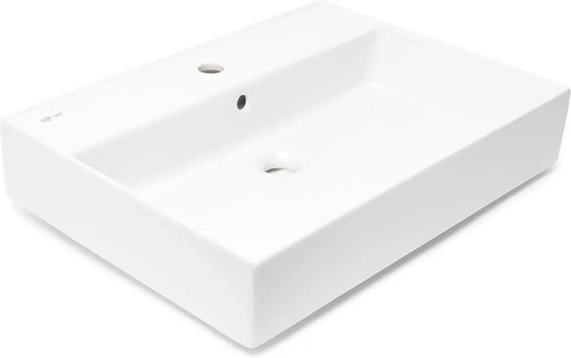 Swiss Aqua Technologies Eckiges Waschbecken mit Überlauf und Hahnloch in Weiß, Breite: 60 cm - Bild 1