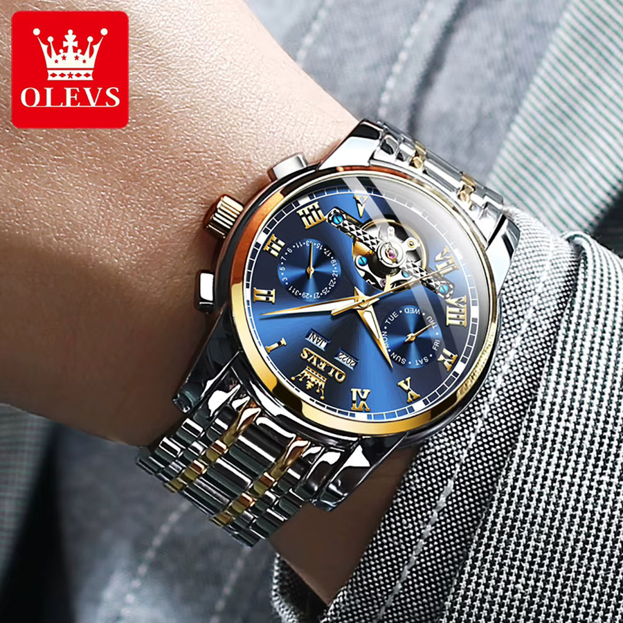 OLEVS Armbanduhr, Automatik, Edelstahl, Schwarz, Herren - Bild 3