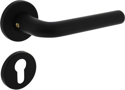 Intersteel Türdrücker Derby in Schwarz und Aluminium mit PZ-Rosetten, Durchmesser: 52 mm, Dicke: 7 mm - Bild 1