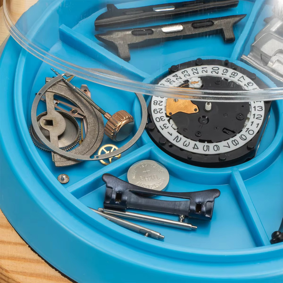 OAKCHARM Uhren Reparatur Werkzeug, 6 Slots, Staub Abdeckung mit Tablett - Bild 3