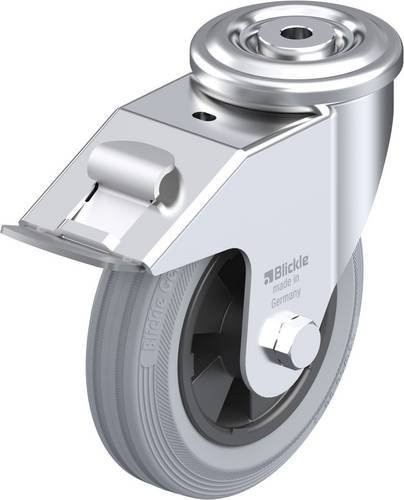Blickle Lenkrolle LER-VPP 150R-FI-SG mit Feststeller, Rad-Durchmesser: 15 cm, Tragfähigkeit: 135 kg, Farbe: Silber - Bild 1