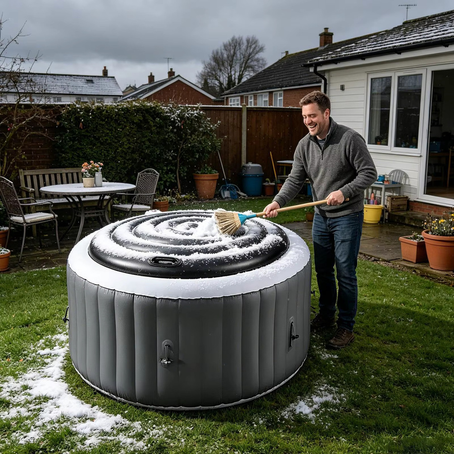 Aufblasbare Whirlpool-Abdeckung in Schwarz, runde Dome-Abdeckung für Outdoor-Whirlpools und Badewannen, Durchmesser: 160 cm - Bild 5