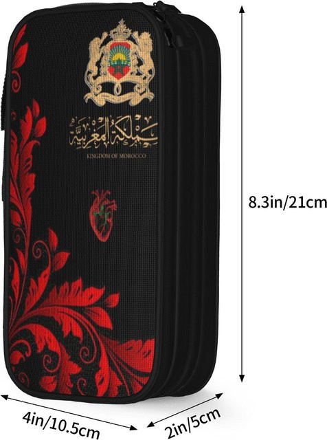 Doppellagiges Stifteetui mit spanischer Flagge von Fancy Style Studio, schwarze Kosmetiktasche aus Polyester - Bild 1