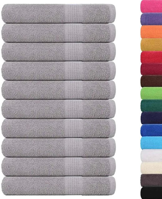 vidaXL Saunatücher 10er Set aus 100% Baumwolle in Grau, B/L: 80 x 200 cm, 360 g/m² - Bild 1