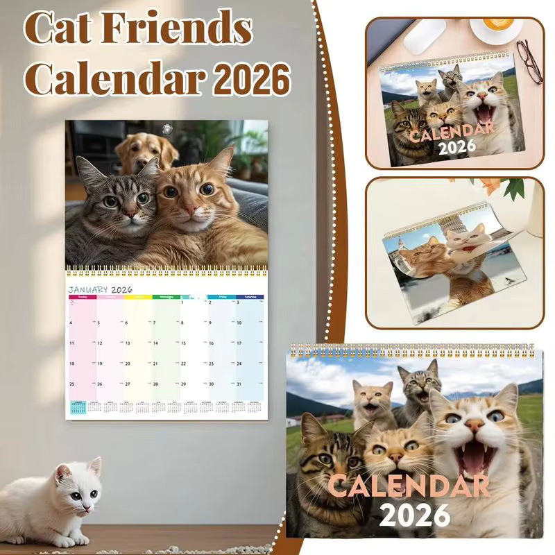 Monatlicher Wandkalender 2026 für Katzenliebhaber mit niedlichen Kätzchen-Designs in Mehrfarbig aus Papier - Bild 5