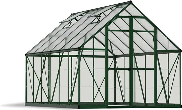 Palram Canopia Balance Gewächshaus Grün mit Polycarbonat-Seitenwänden und Doppeltüren B: 367 cm, H: 244 cm - Bild 1