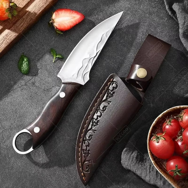 WXCOO Handgeschmiedetes Kochmesser aus Edelstahl mit Holzgriff als Fleischbeil und Ausbeinmesser - Bild 3
