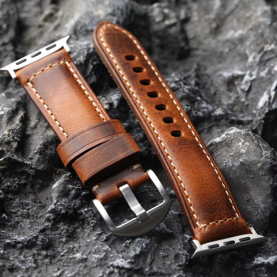 Holvin Uhrenarmband Rindsleder, Braun, Vintage, Unisex - Bild 3