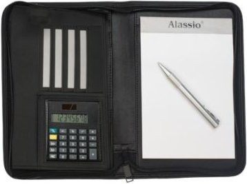 Reißverschlussmappe Alassio Corniglia DIN A5 in Schwarz aus Lederimitat mit Schreibegräteschlaufen - Bild 1