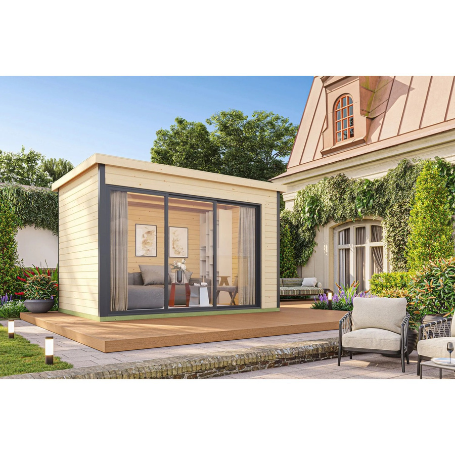 Lasita Maja Gartenhaus Austin in braun naturbelassen mit B/H/T: 379,6 x 239,4 x 259,6 cm - Bild 3